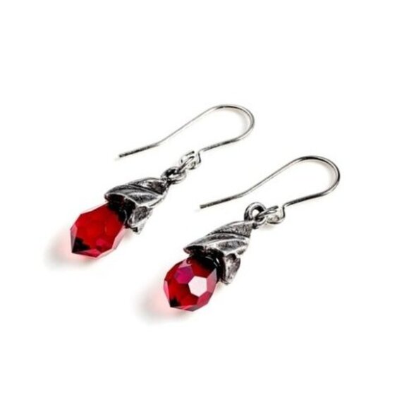 Empyrean Tear Earrings – Alchemy Gothic Crystal Drop w/ Pewter Mount – 3 Colors - Picture 3 of 8